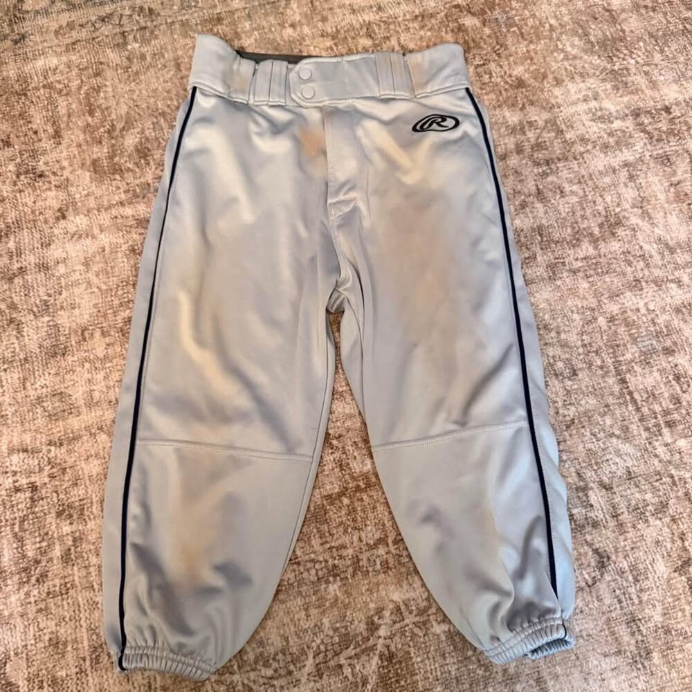 Small Rawlings Baseball Knickers Pants Grey Navy Piping